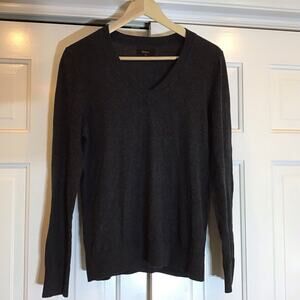 Quince Cashmere Gray V-Neck Sweater Women Sz S Minimalist Academia Classic Money